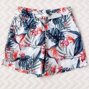 Men's Tropical Floral Swim Board Shorts - Blue & Coral